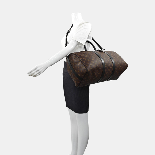 KEEPALL 45 Damier Ebene Coated Canvas Brown