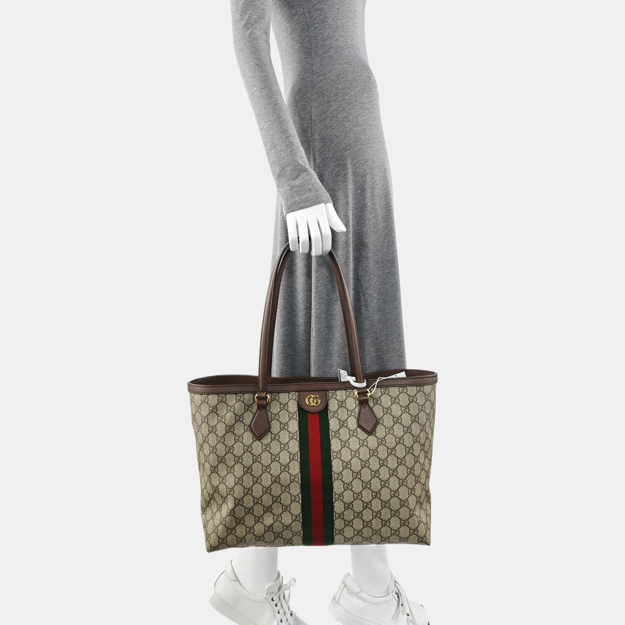 Ophidia Medium Monogram Coated Canvas Beige