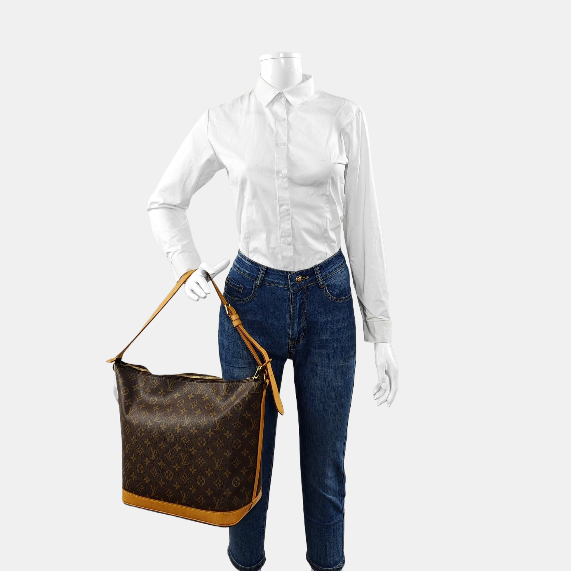 SHARON STONE Monogram Coated Canvas Brown