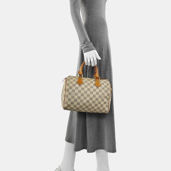 SPEEDY 25 Damier Azur Coated Canvas White