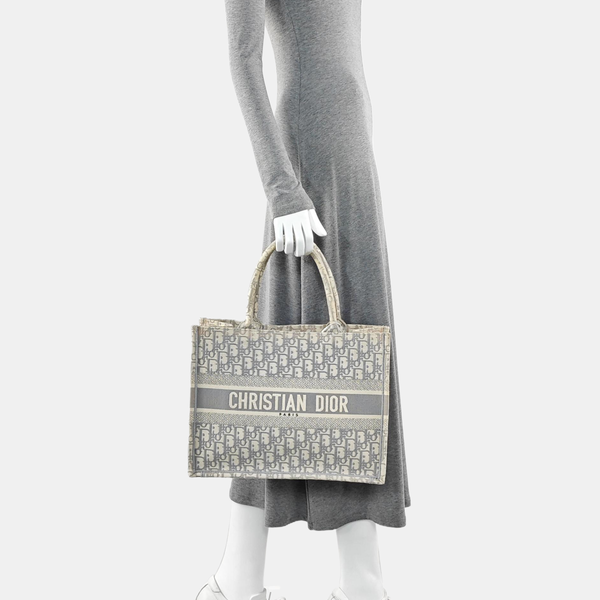 Book Tote Medium Oblique Canvas White