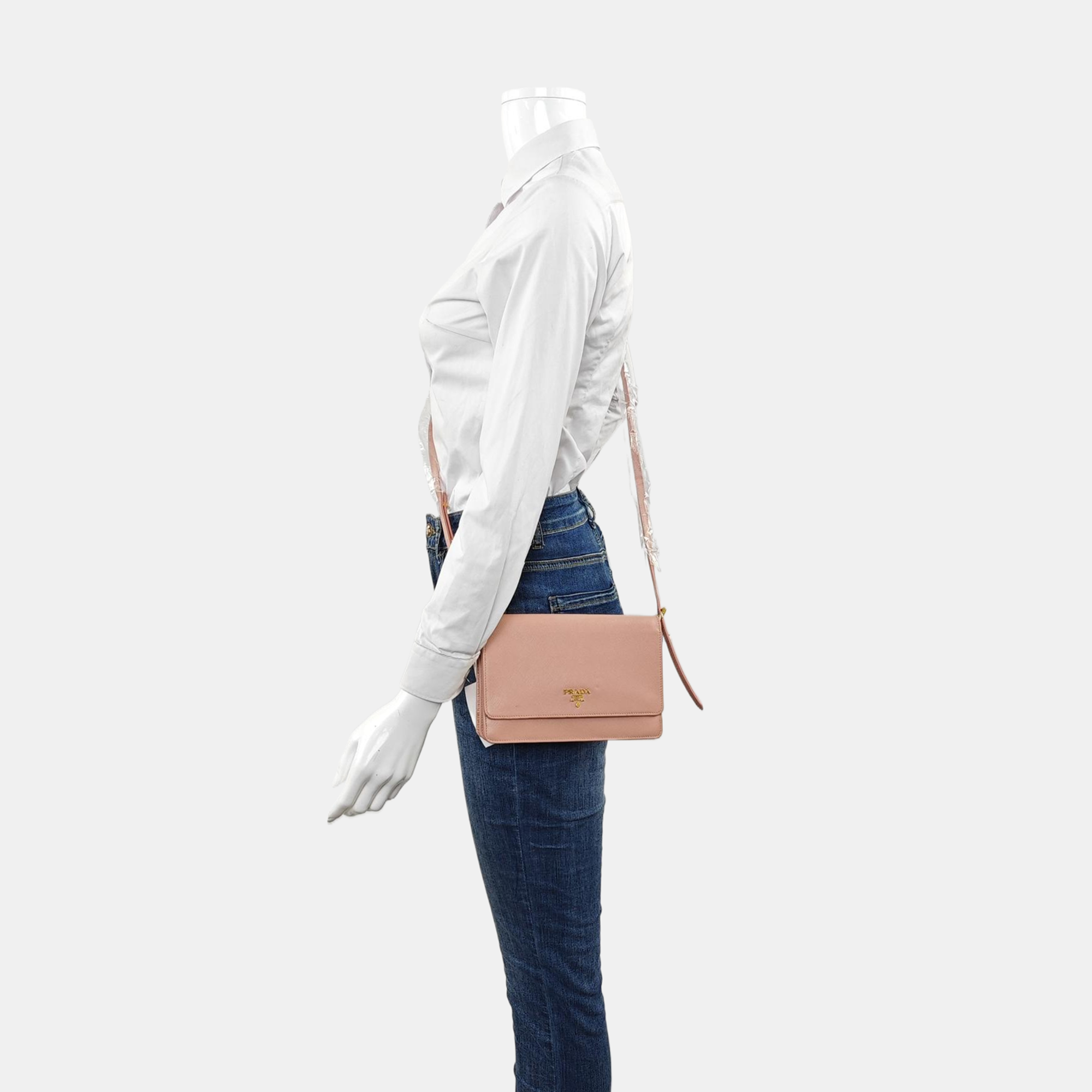 Saffiano Calfskin Crossbody Bag Pink