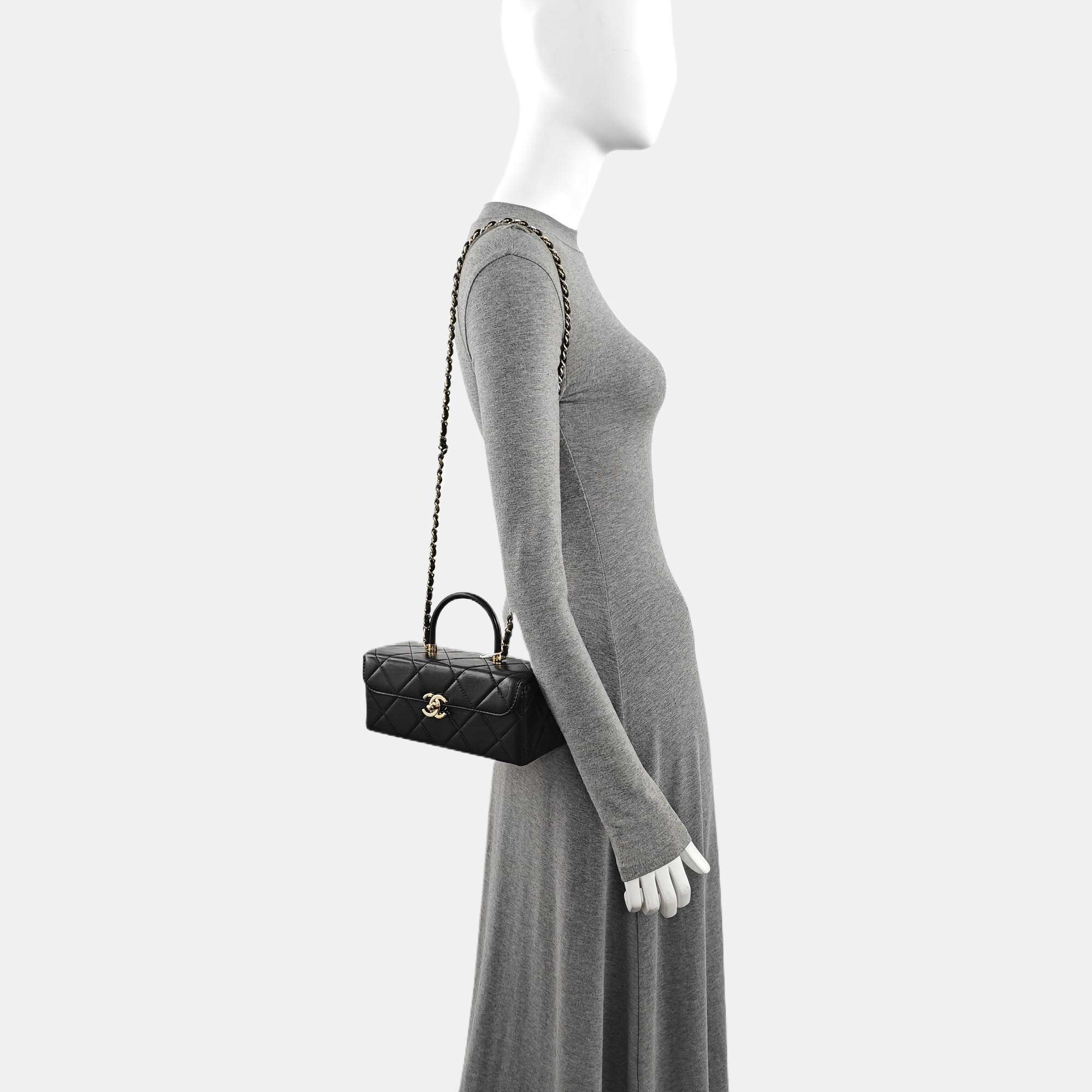 Quilted Calfskin Shoulder Bag Black