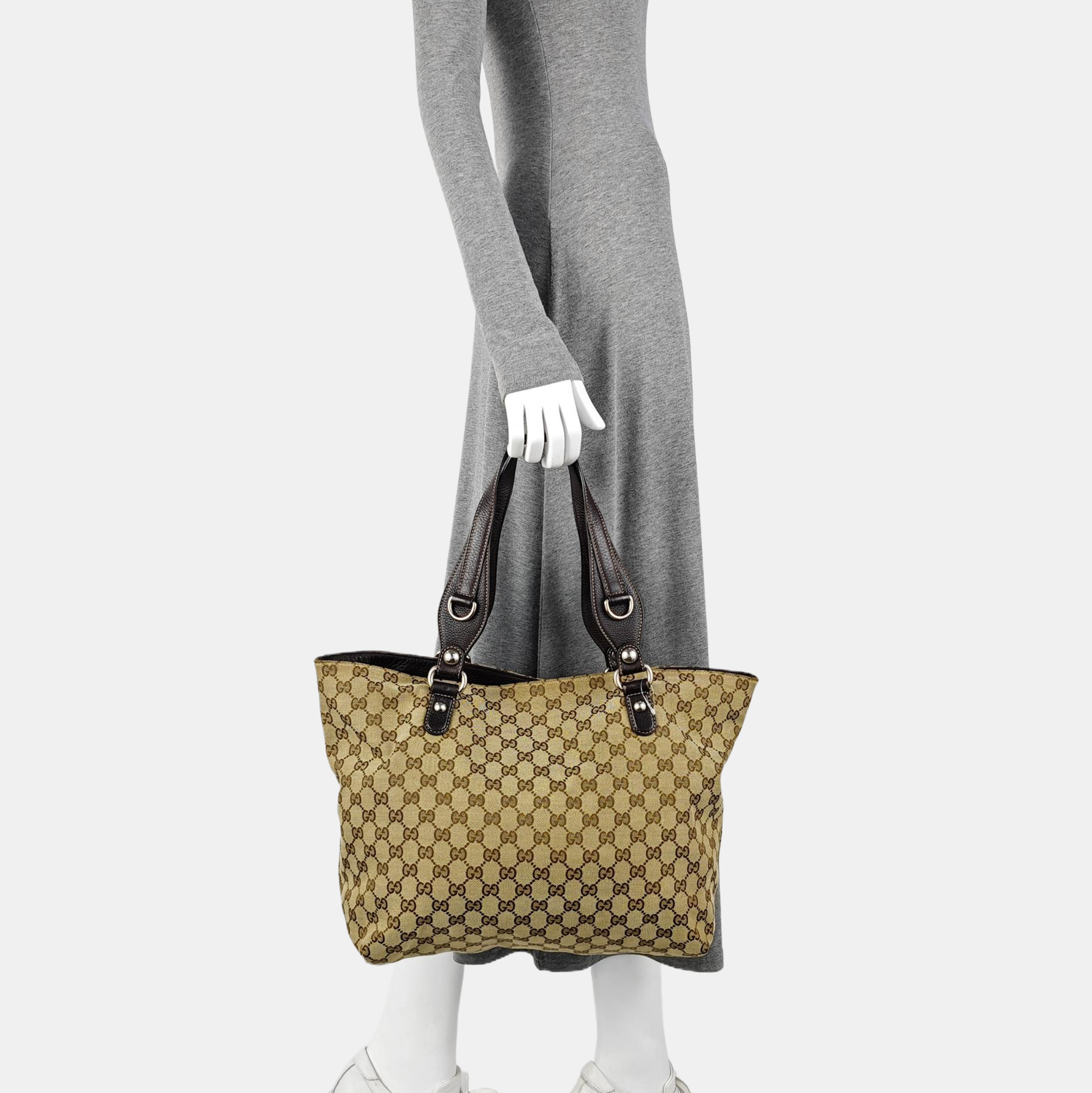 Monogram Canvas Tote Bag Beige