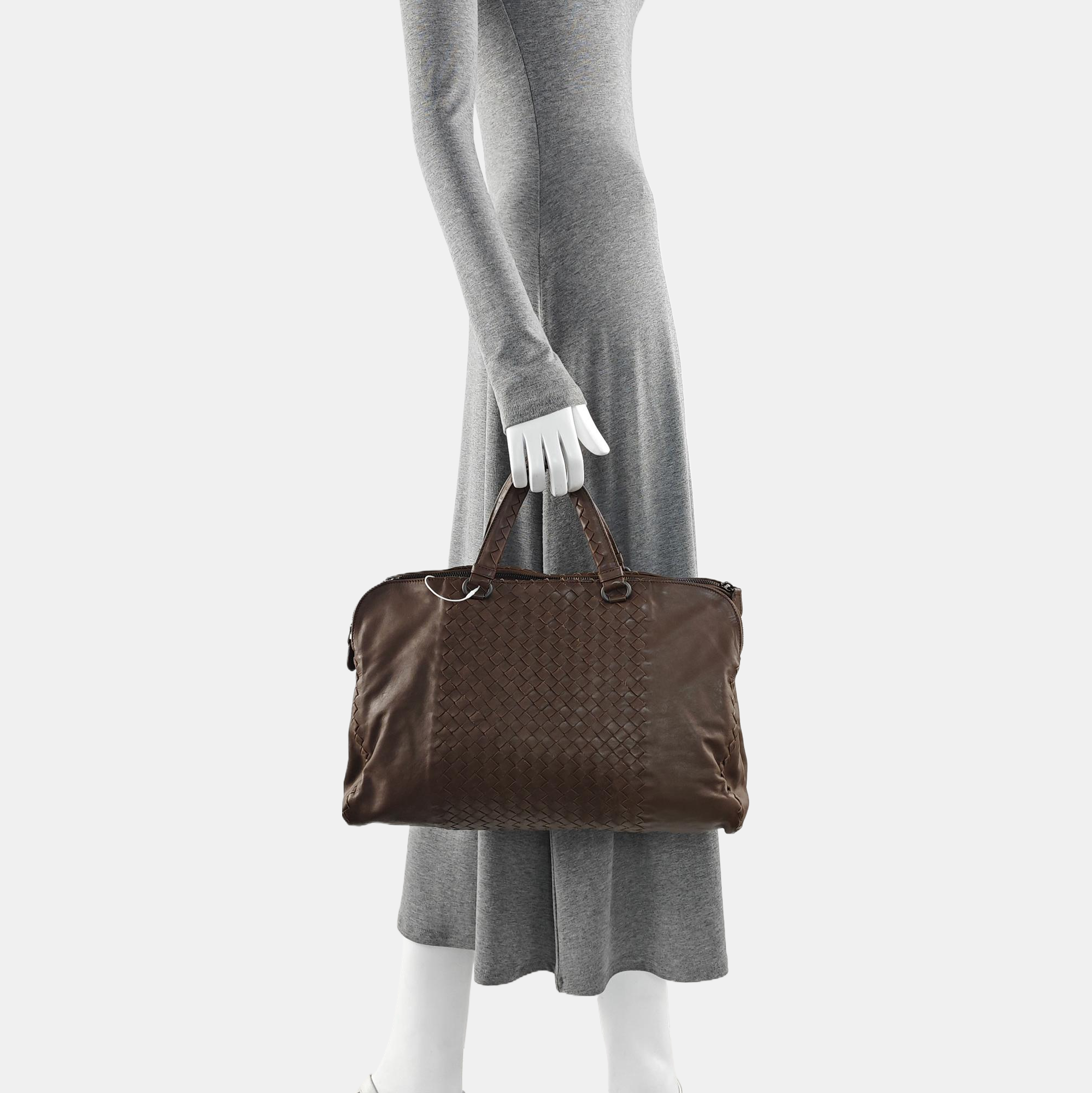Calfskin Top Handle Bag Brown