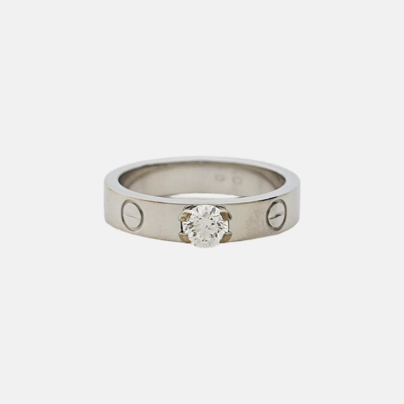 LOVE 18k White Gold Silver Ring EU 49