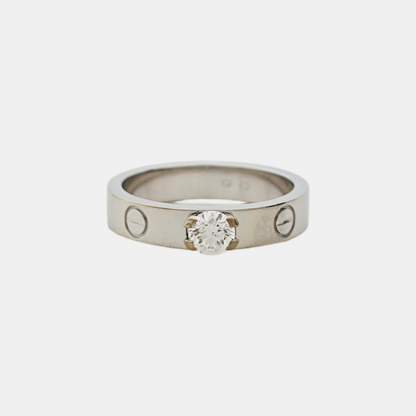 LOVE 18k White Gold Silver Ring EU 49