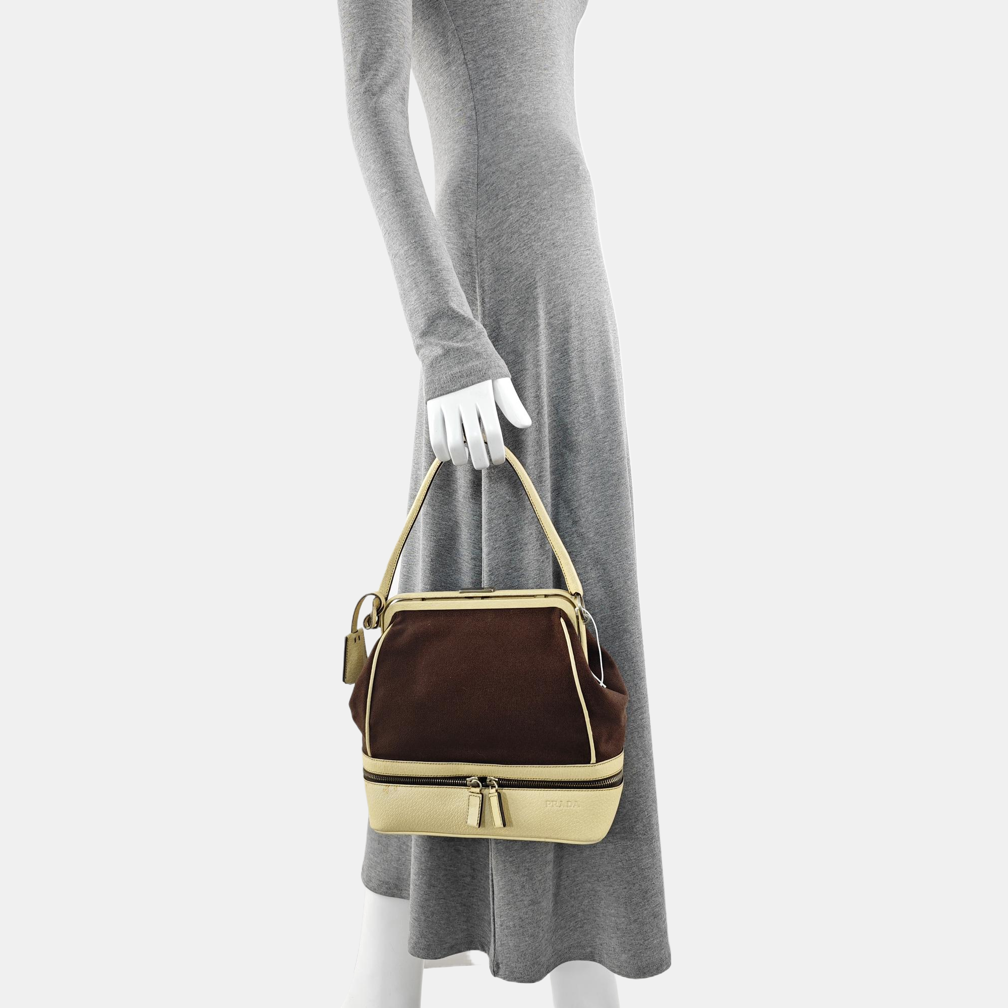 Canvas Top Handle Bag Brown
