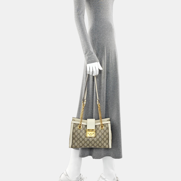 Padlock Small Monogram Coated Canvas Beige