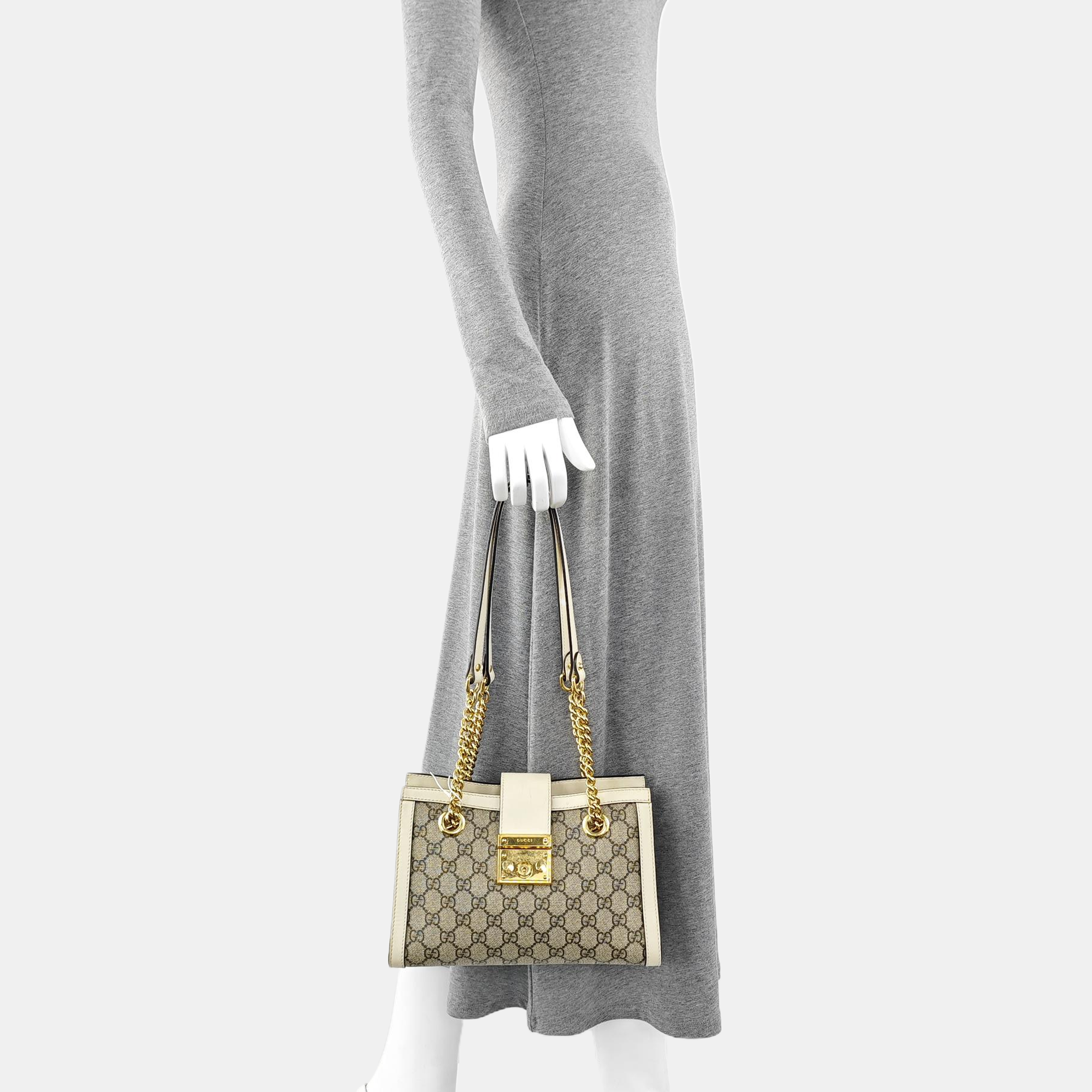Padlock Small Monogram Coated Canvas Beige