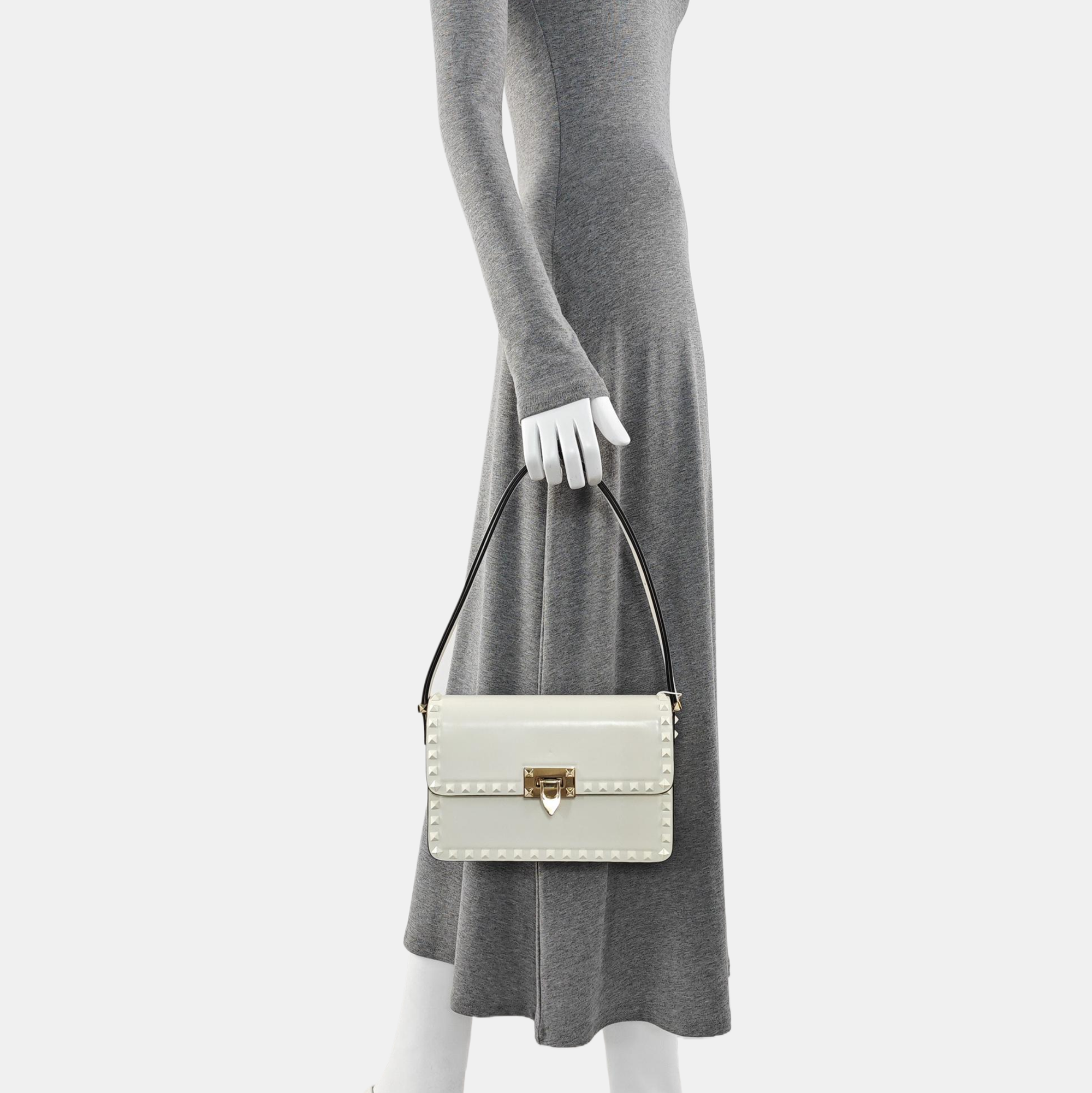 Rockstud Calfskin White