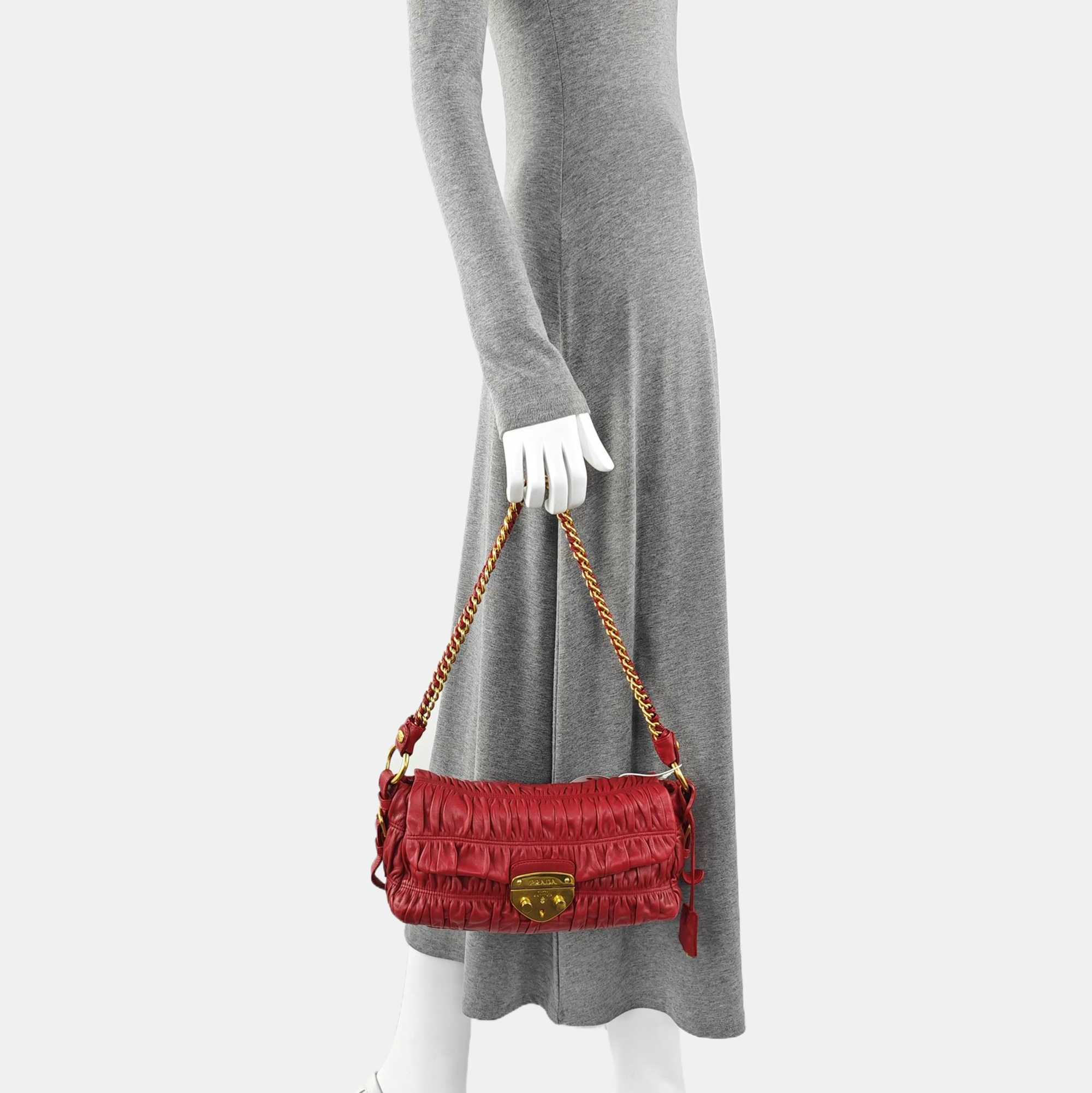 Quilted Lambskin Shoulder Bag Red