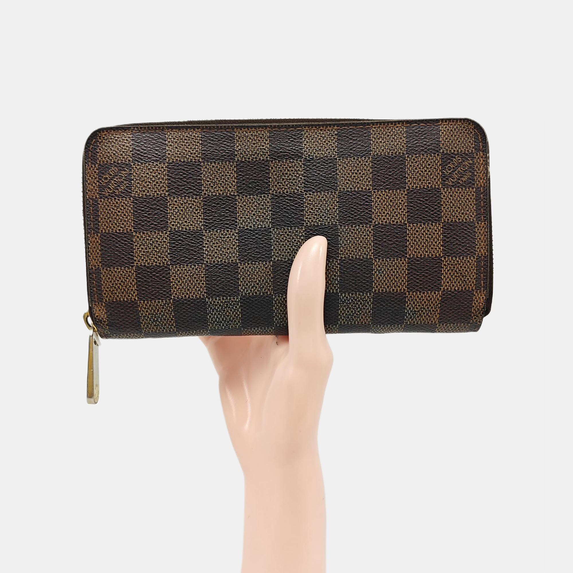 ZIPPY Damier Ebene Coated Canvas Brown Wallet