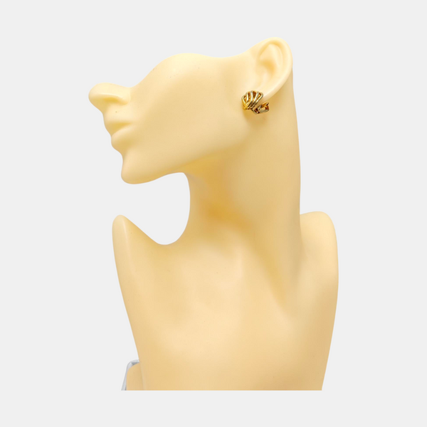 Twist Round Metal Gold Clip On Earrings