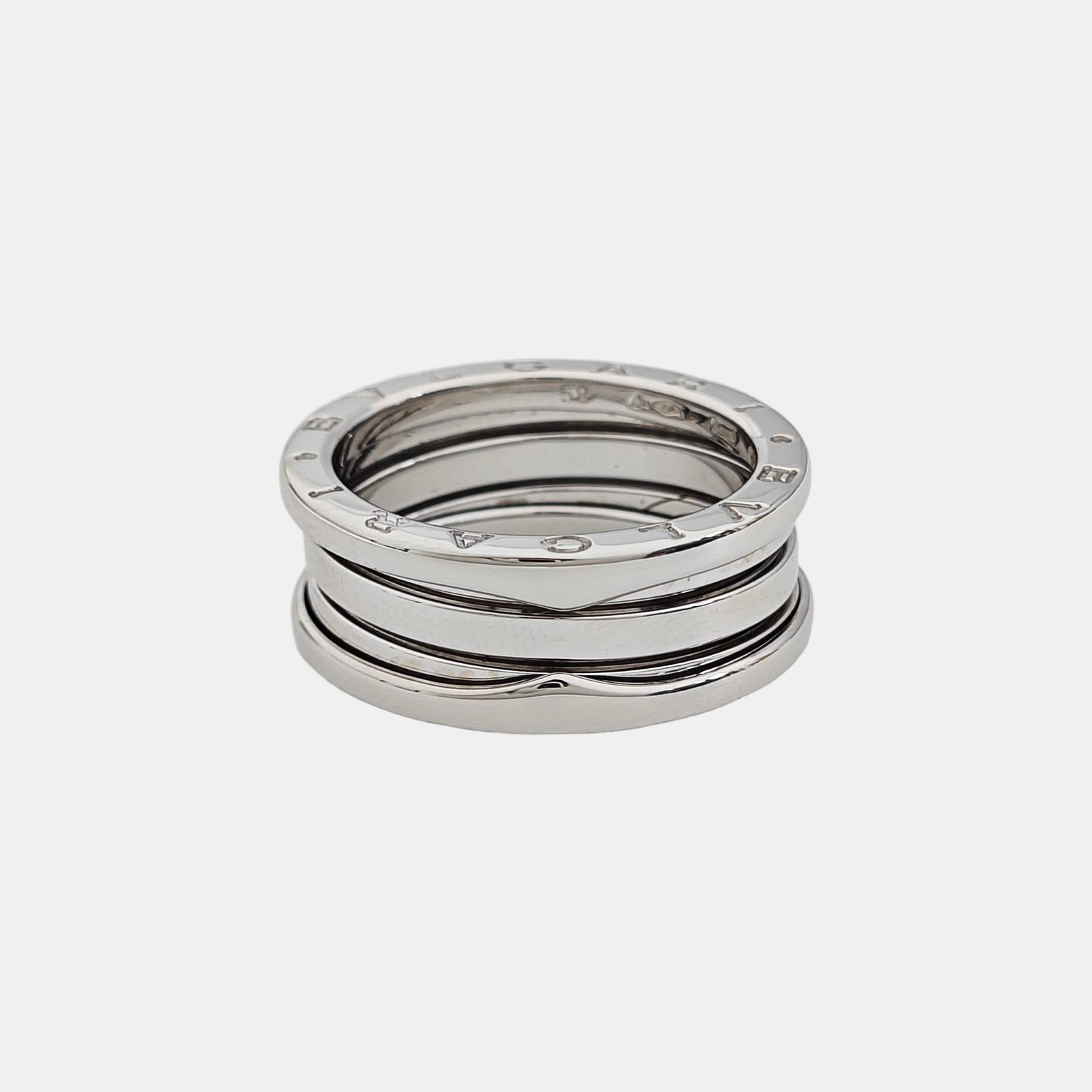 B.ZERO1 18k White Gold Silver Ring EU 58