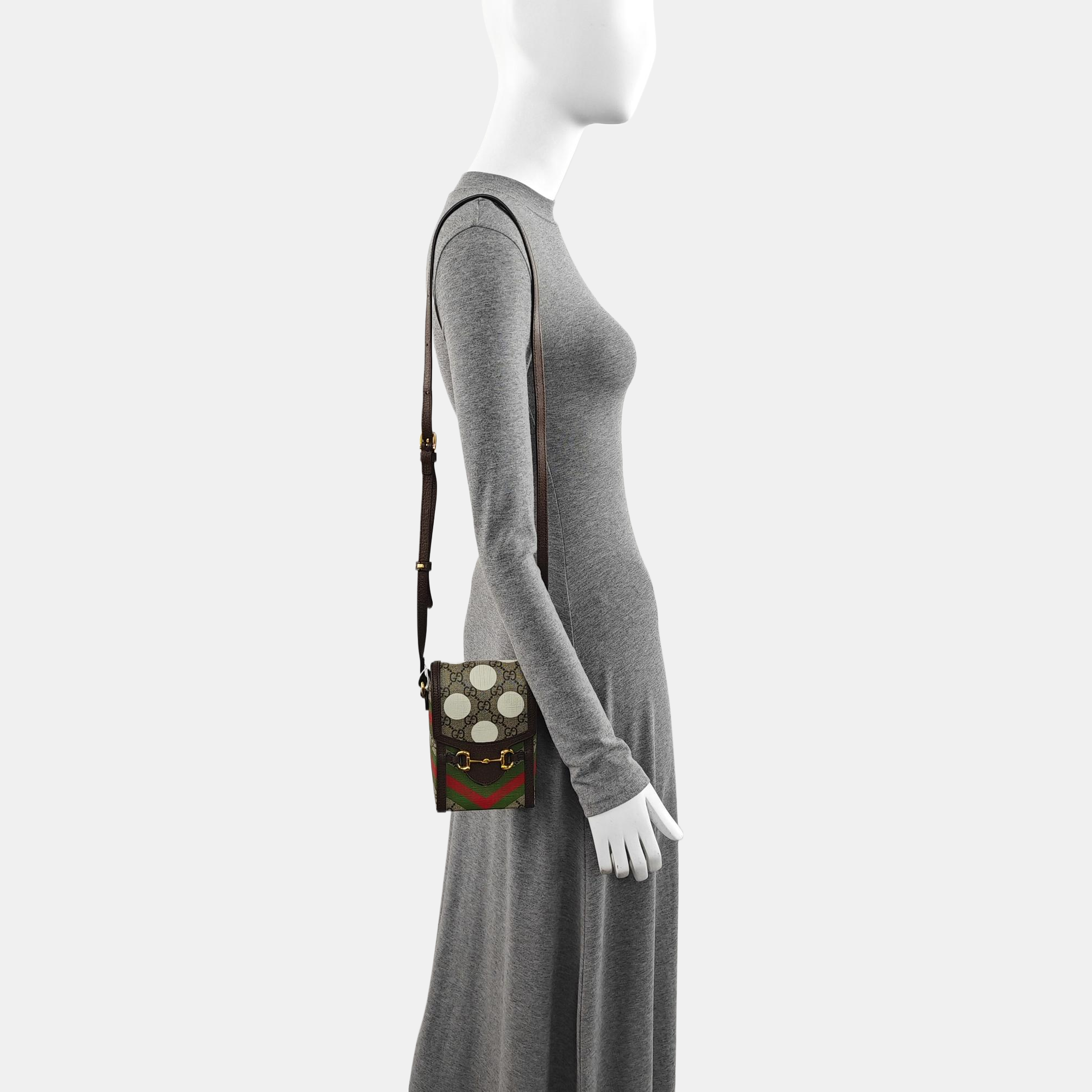Authenticated pre-owned  Horsebit 1955 Mini Coated Canvas Beige - Shoulder Bag at Looply