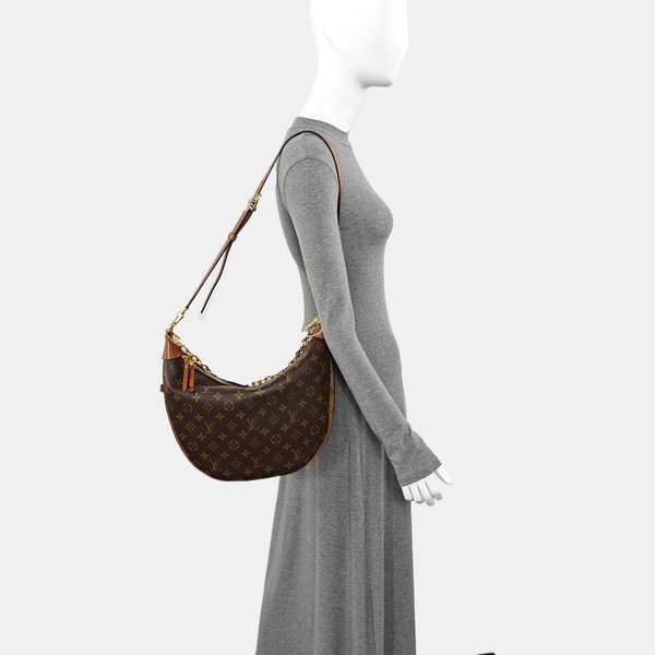 LOOP HOBO Monogram Coated Canvas Brown