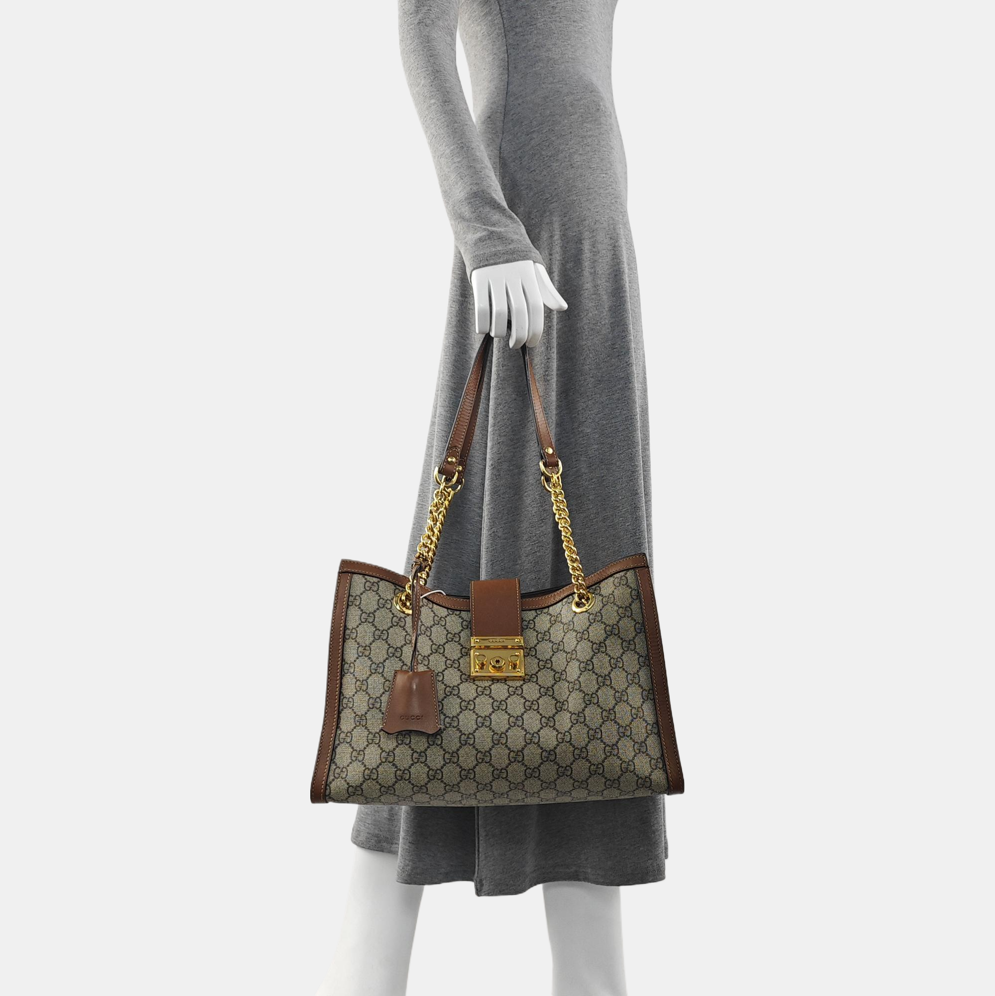 Padlock Medium Monogram Coated Canvas Beige