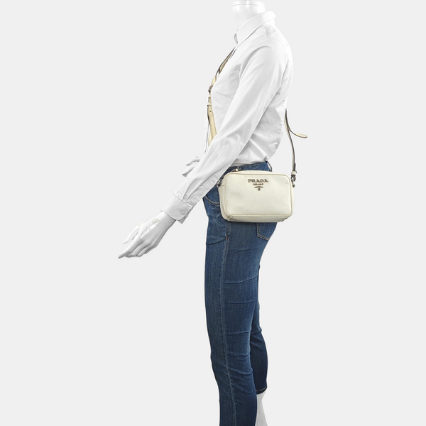 Saffiano Calfskin Shoulder Bag White