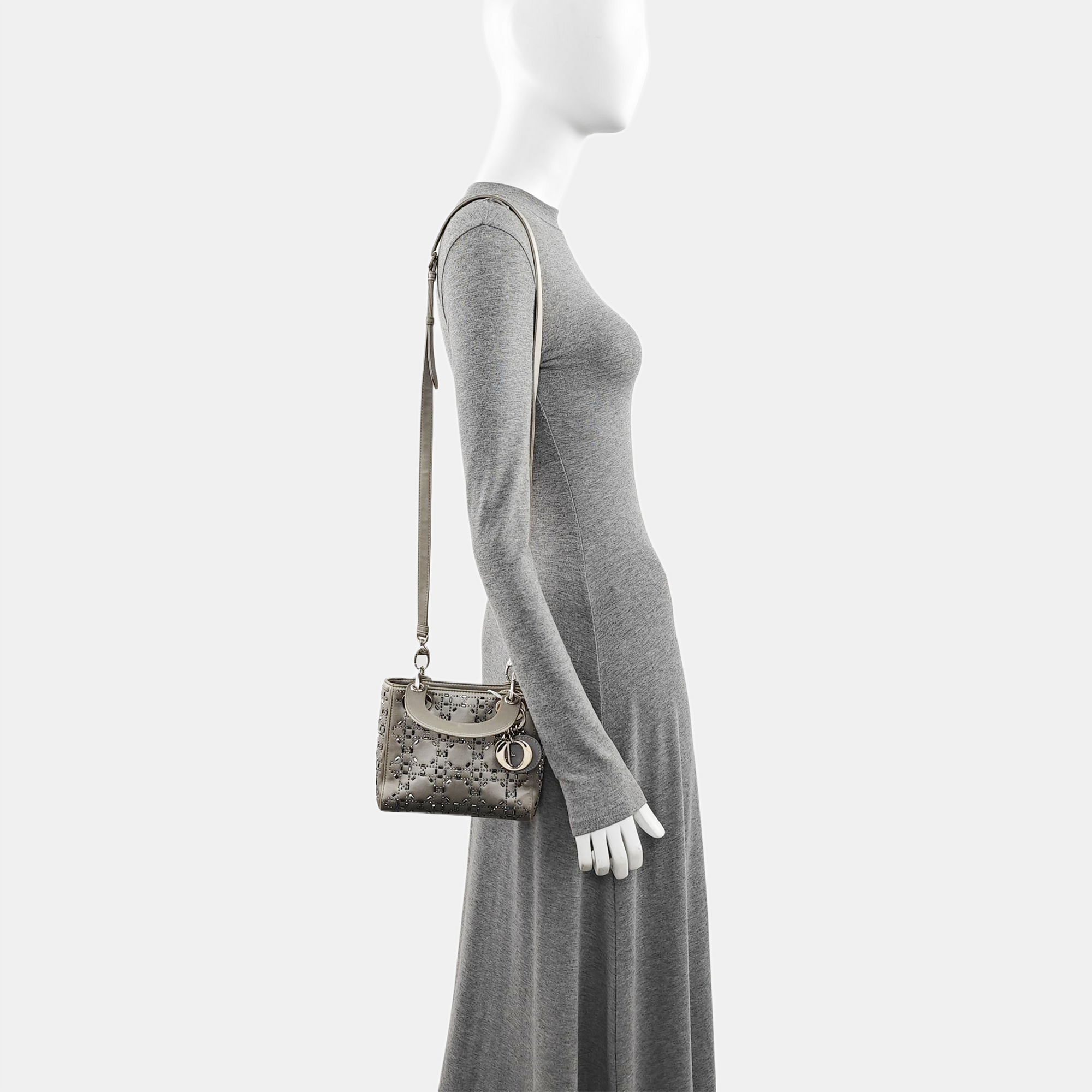 Lady Dior Mini Calfskin Gray