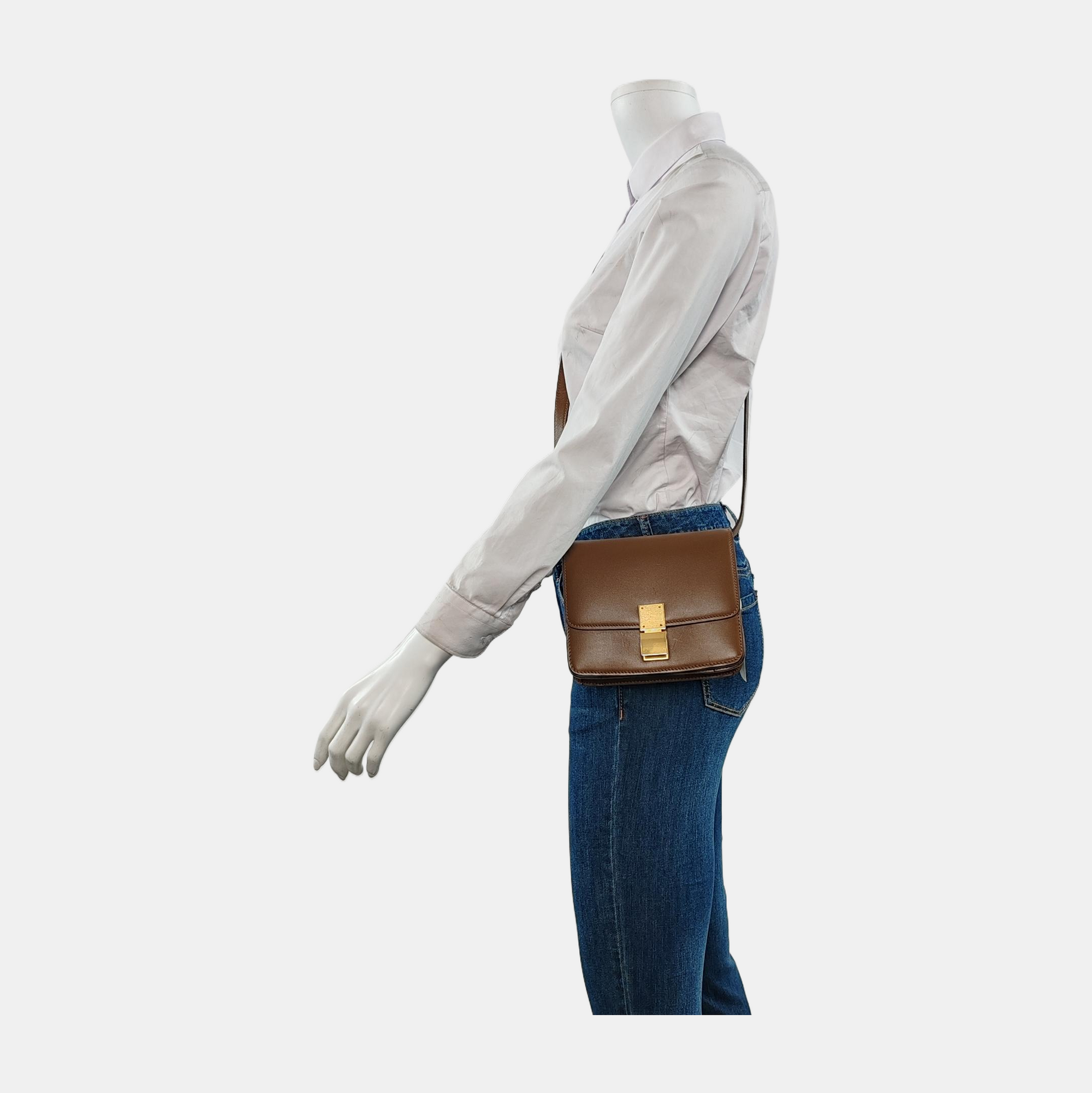 Authenticated pre-owned  CLASSIC BOX Mini Calfskin Brown - Shoulder Bag at Looply
