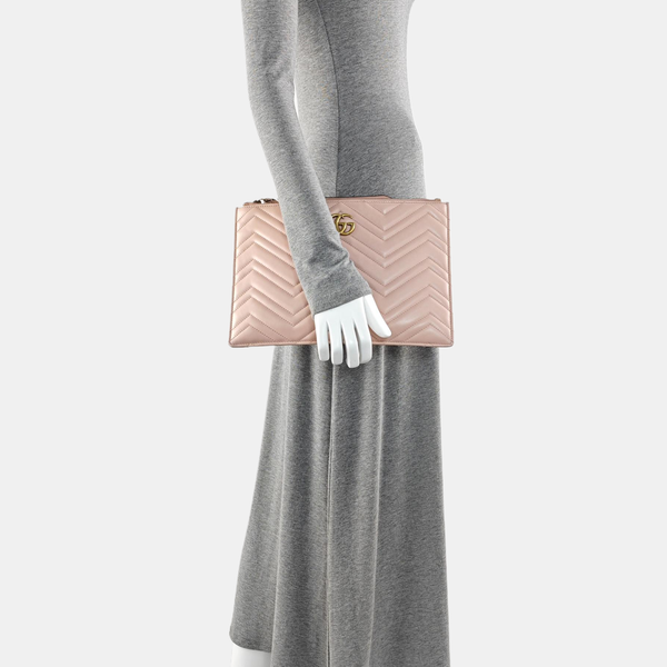 GG Marmont Large Quilted Calfskin Pink