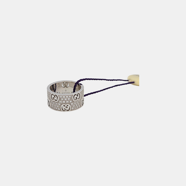 Icon 18k White Gold Silver Ring EU 49