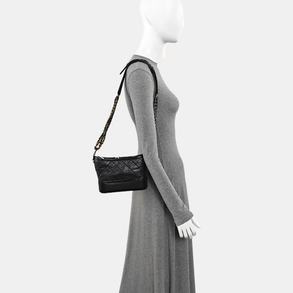 GABRIELLE Small Quilted Vintage Calf Black