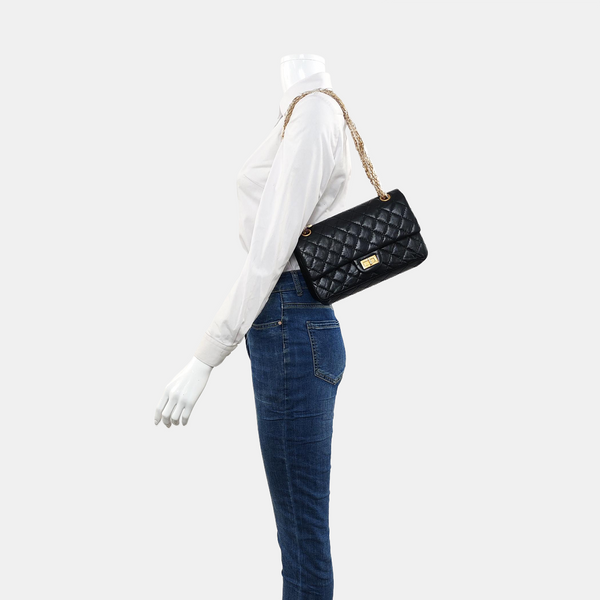 2.55 225 (small) Quilted Calfskin Black