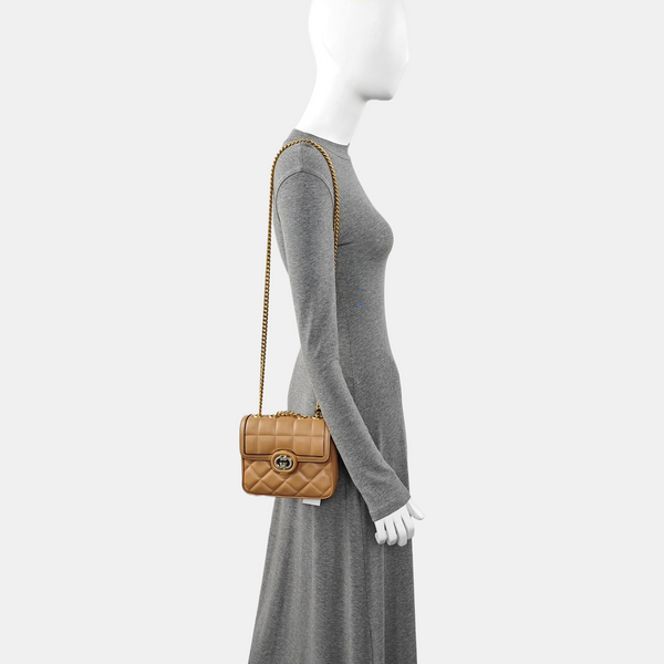 Interlocking G Mini Quilted Calfskin Brown