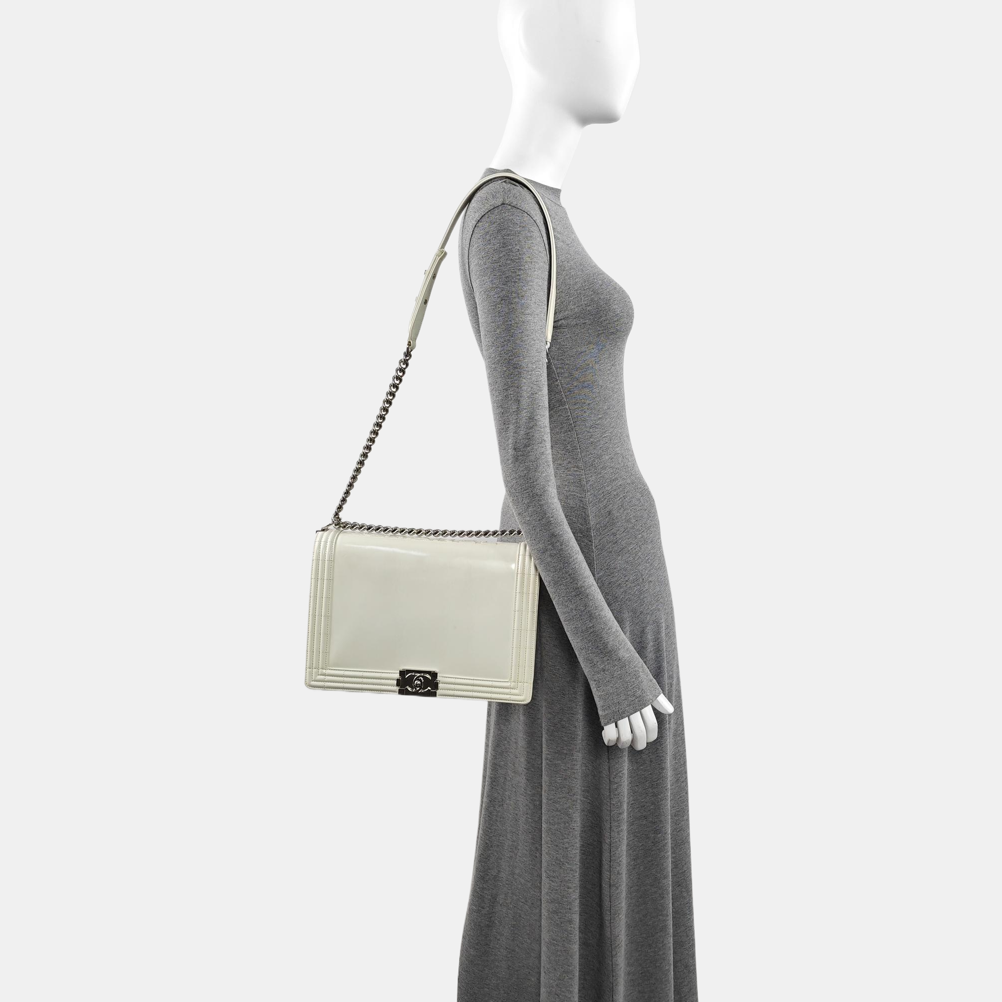 BOY CHANEL Maxi Calfskin Beige