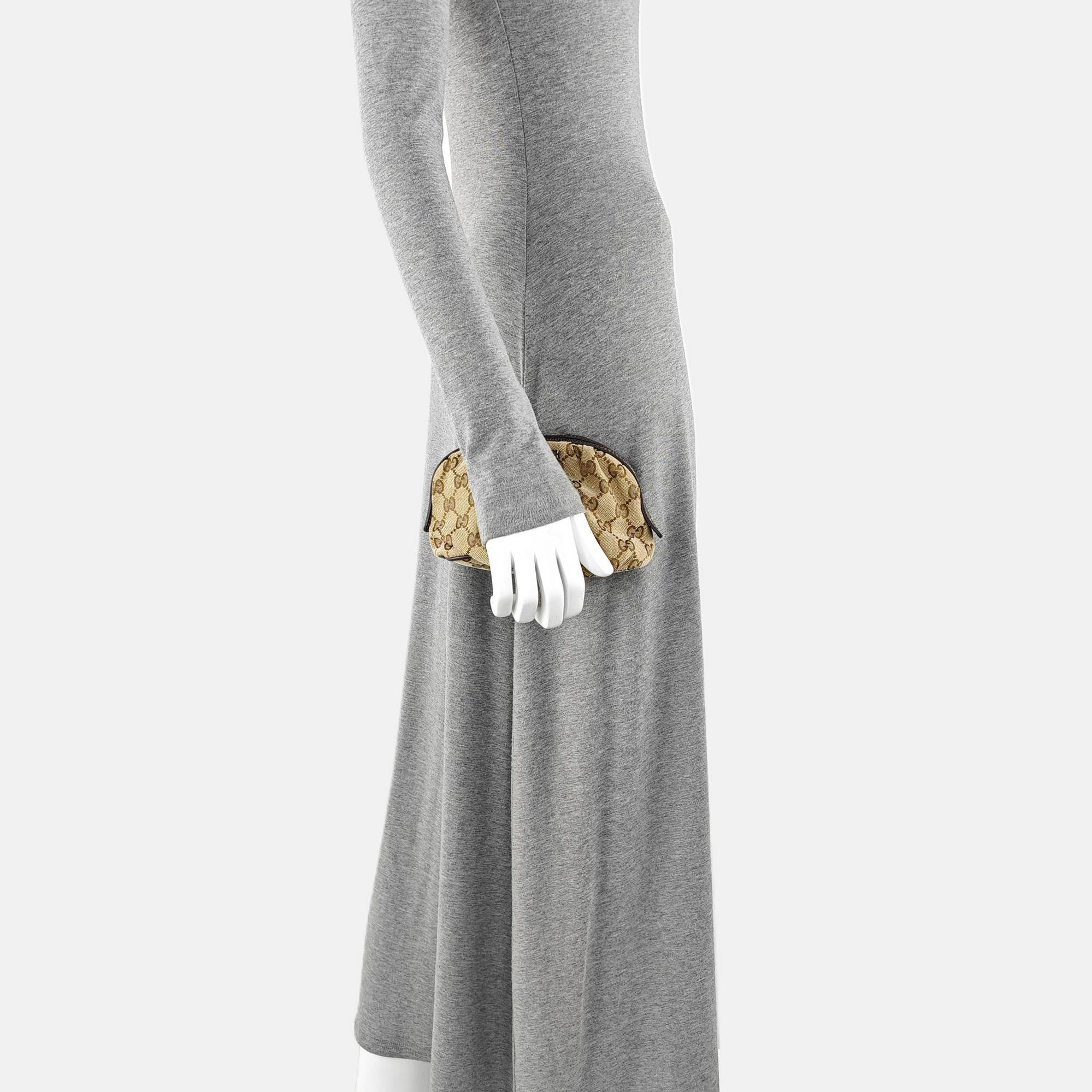 Monogram Fabric Clutch Beige