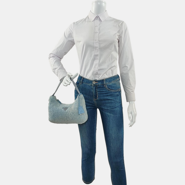 Authenticated pre-owned  Re-Edition2000 Mini Sheepskin Blue - Top Handle Bag at Looply