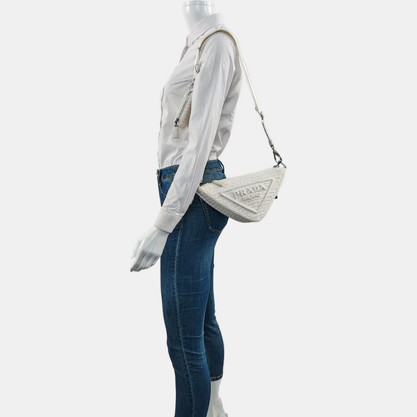 Authenticated pre-owned  Triangle Straw White - Shoulder Bag at Looply