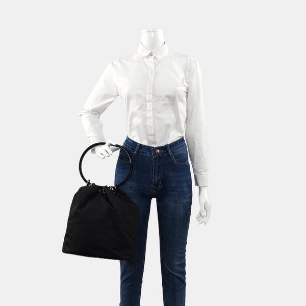 Fabric Top Handle Bag Black