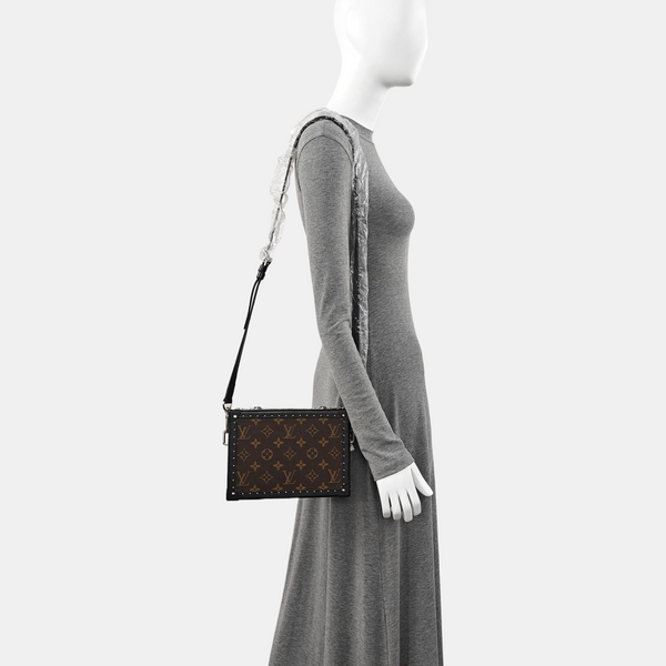 CLUTCH BOX Monogram Coated Canvas Brown