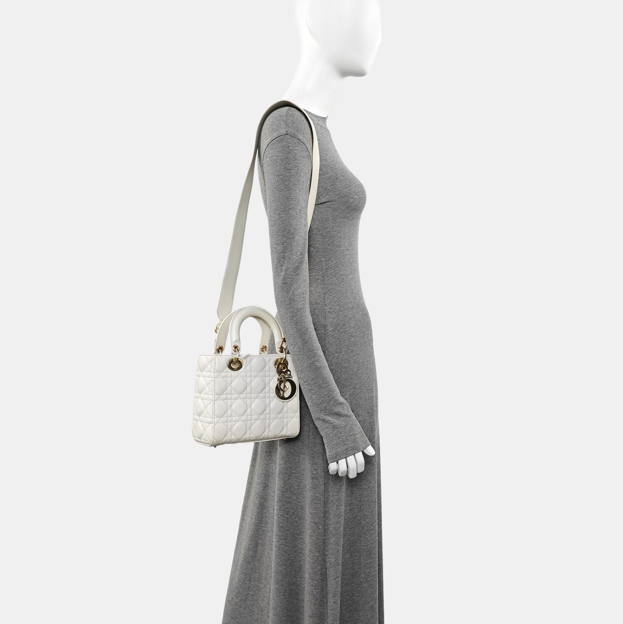 Lady Dior Small Cannage Lambskin White
