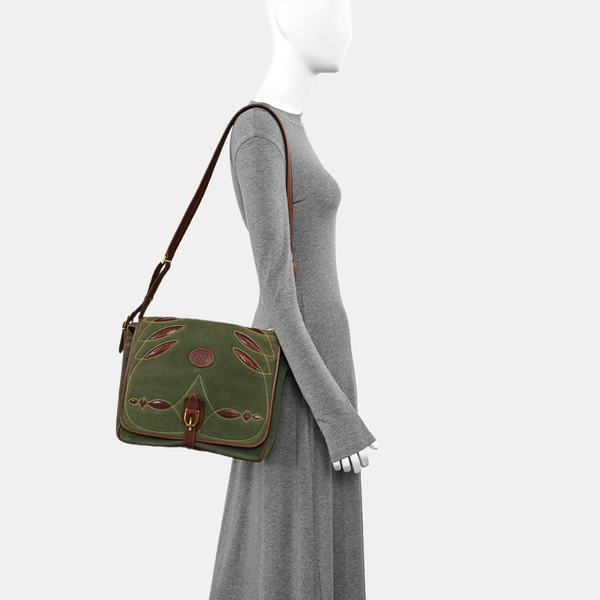 Quilted Suede Shoulder Bag Green