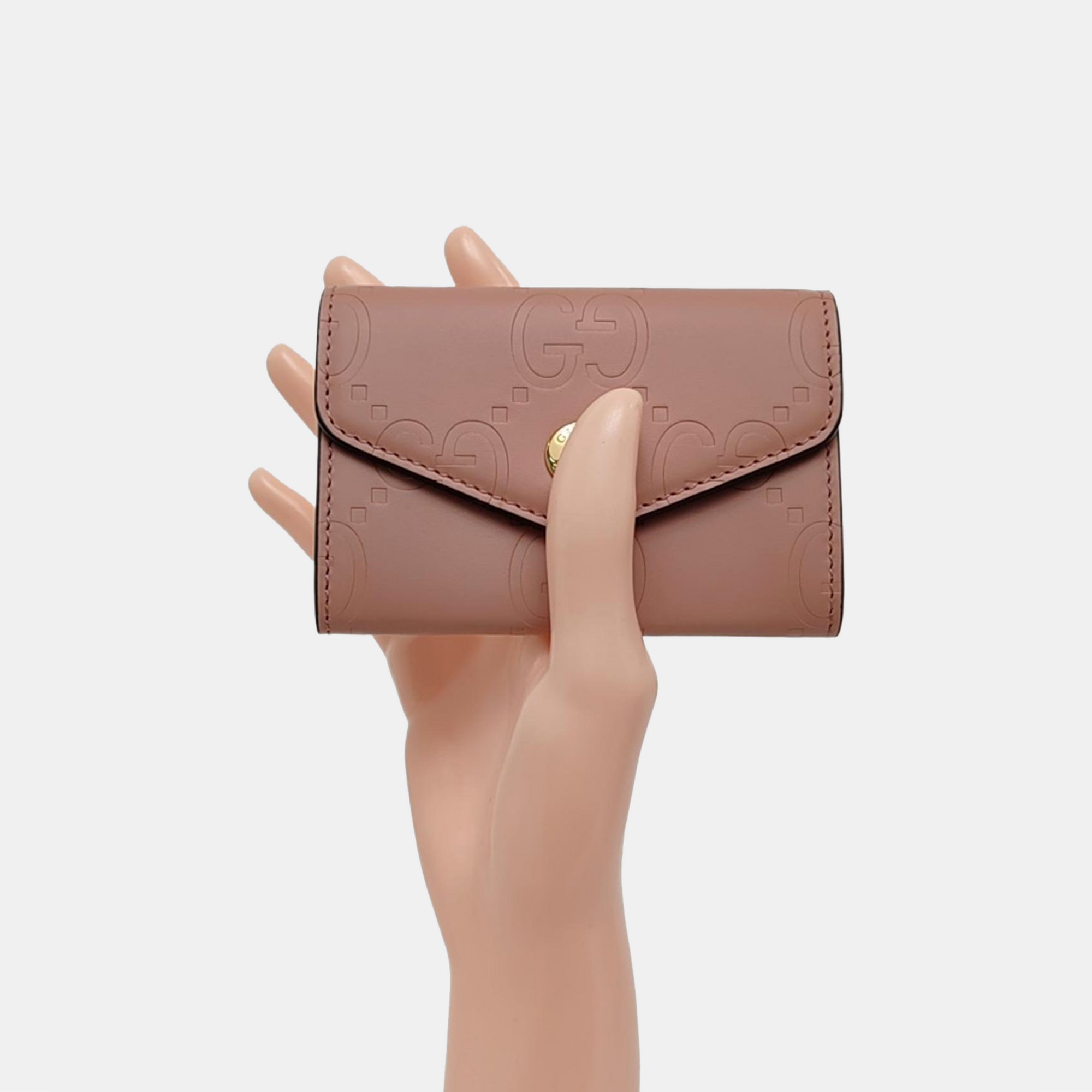 Monogram Calfskin Card Holder Pink