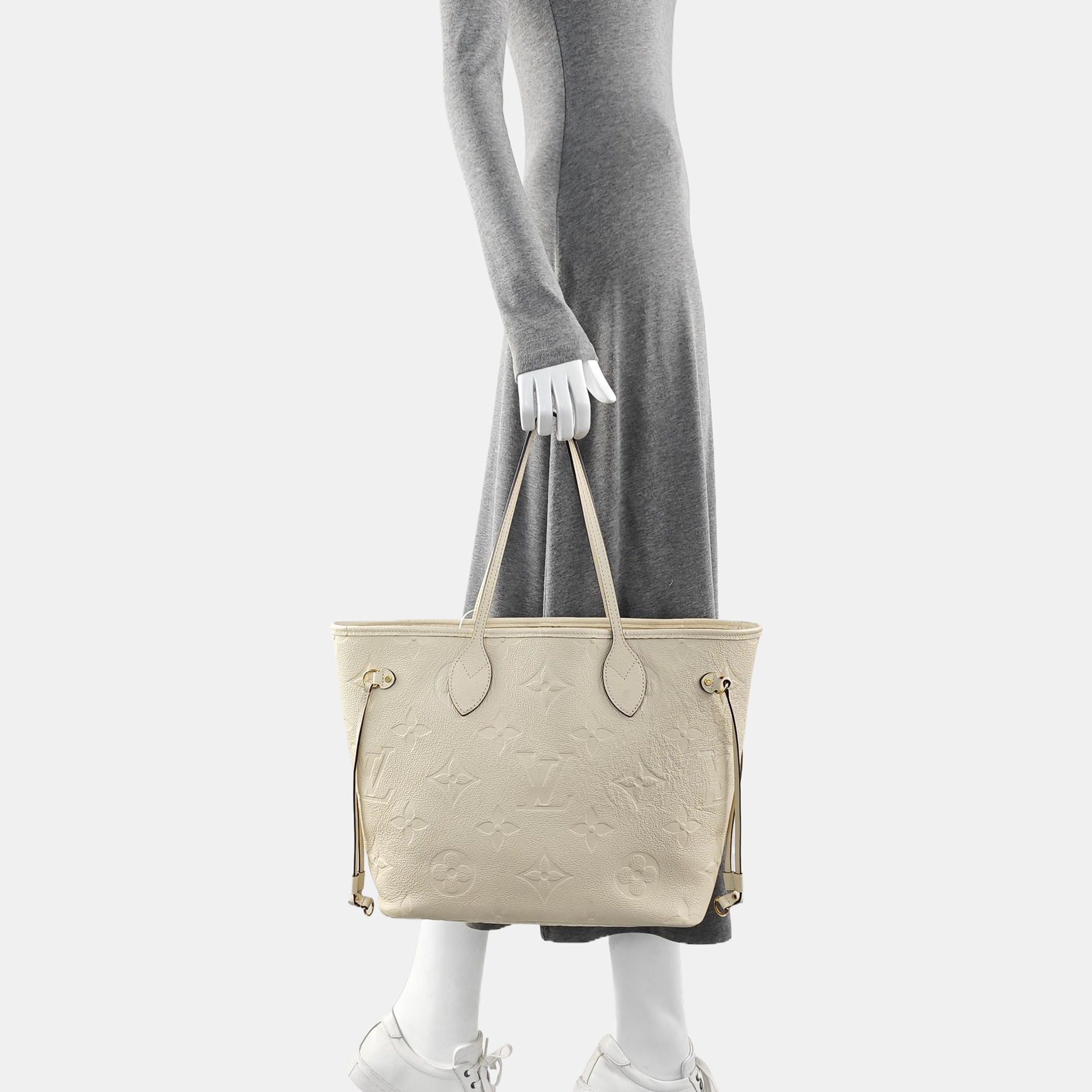 NEVERFULL MM Monogram Calfskin Beige