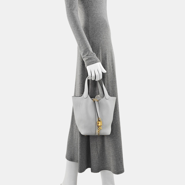 Authenticated pre-owned  Picotin Lock 18 Clemence Blue - Bucket Bag at Looply