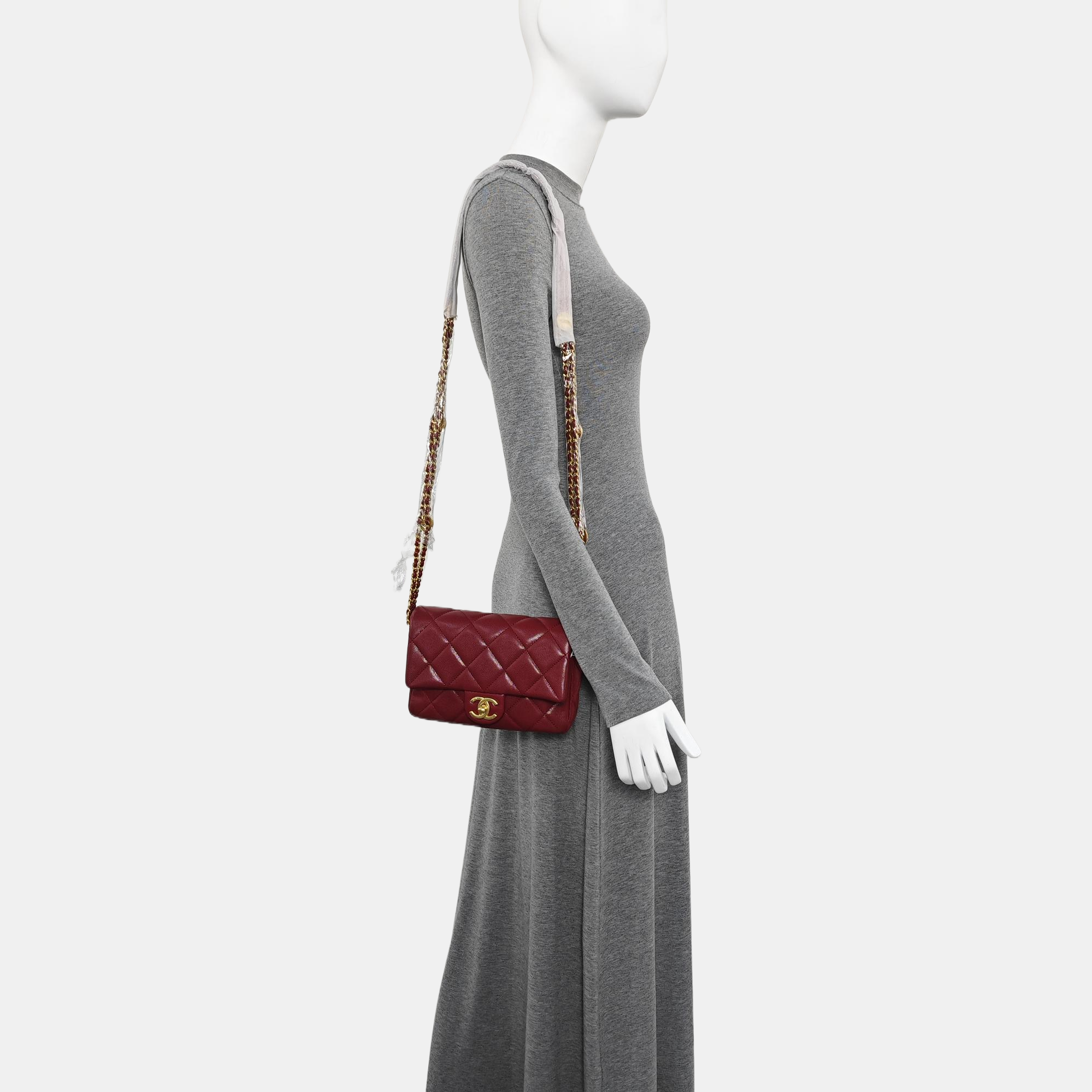 24A Quilted Grained Calfskin Red