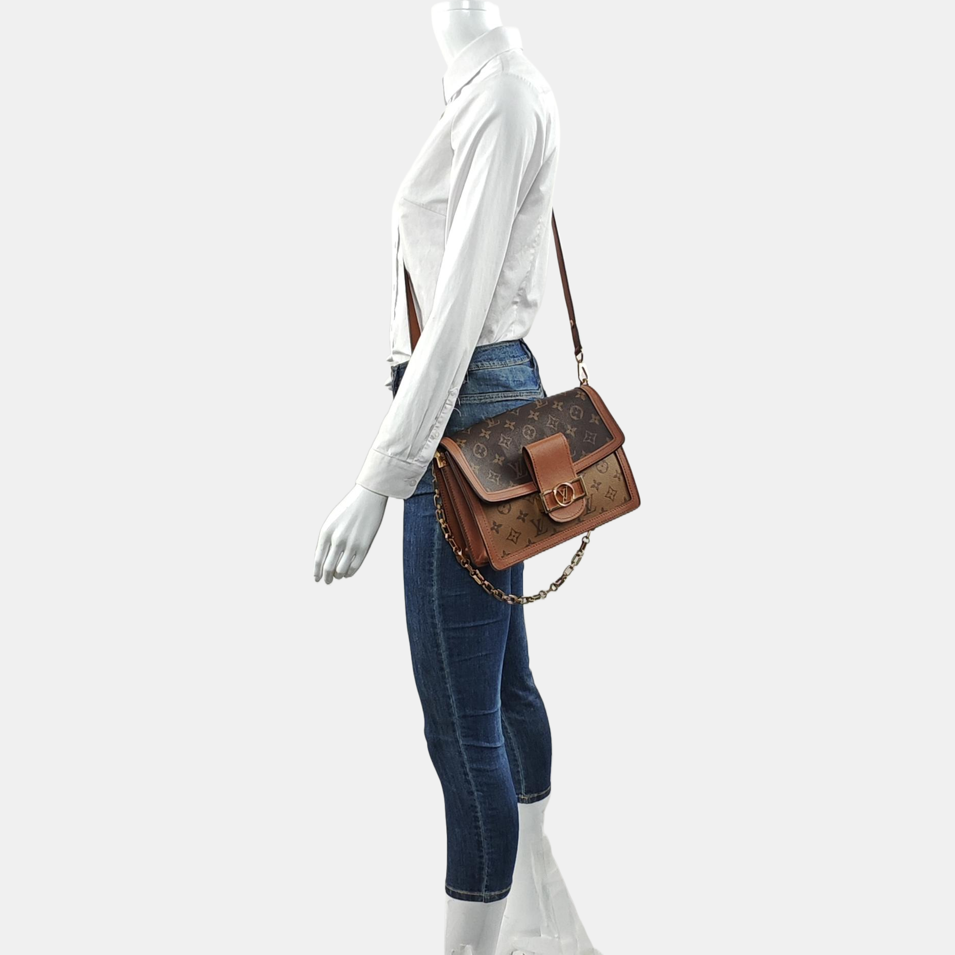 DAUPHINE MM Monogram Coated Canvas Brown