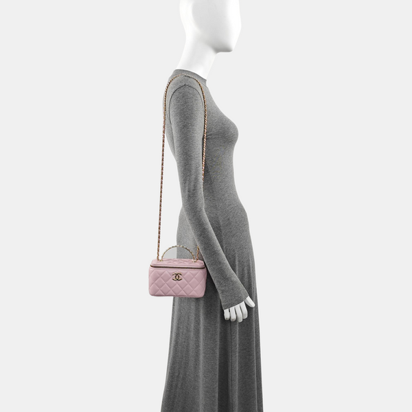 VANITY CASE Quilted Lambskin Pink