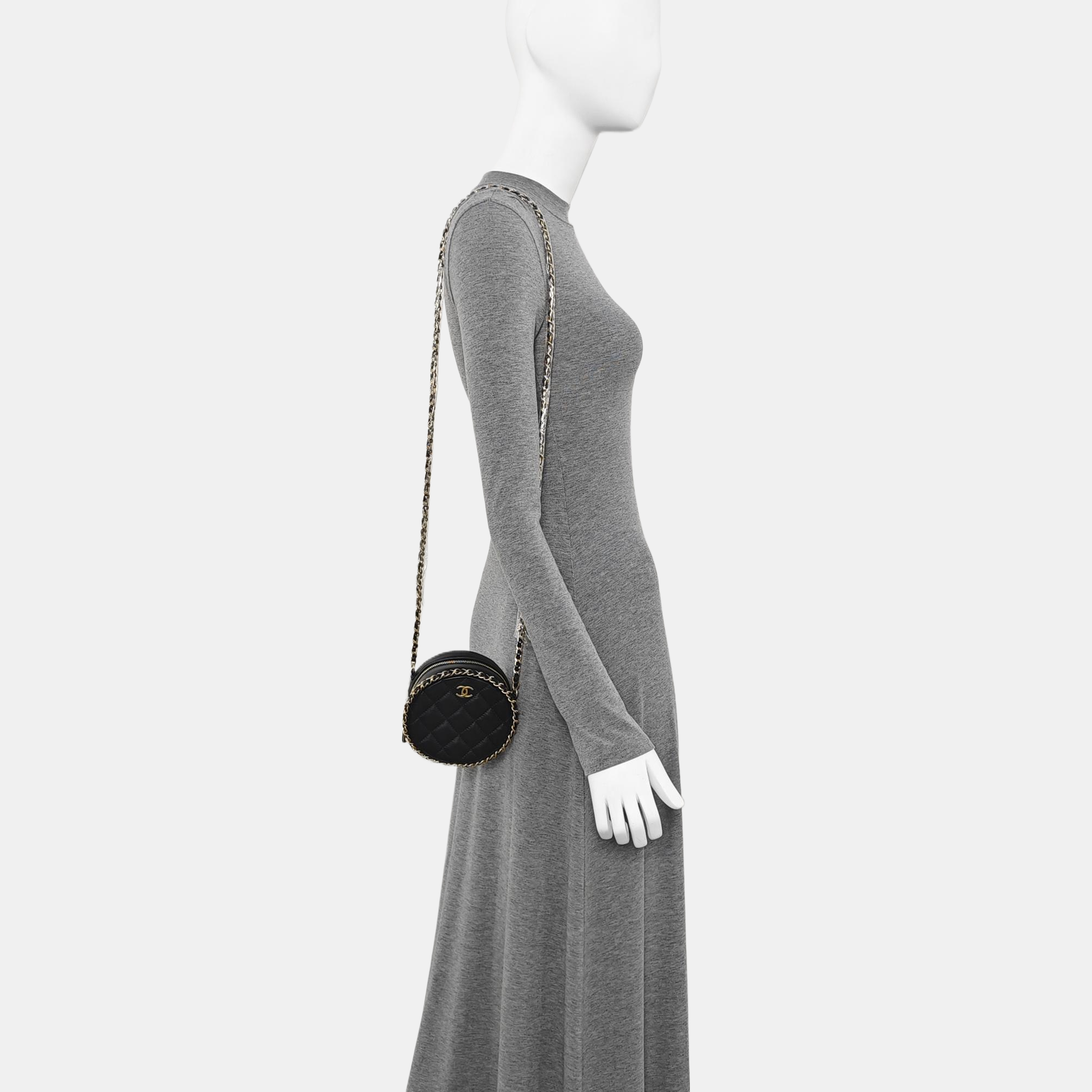 Quilted Lambskin Shoulder Bag Black