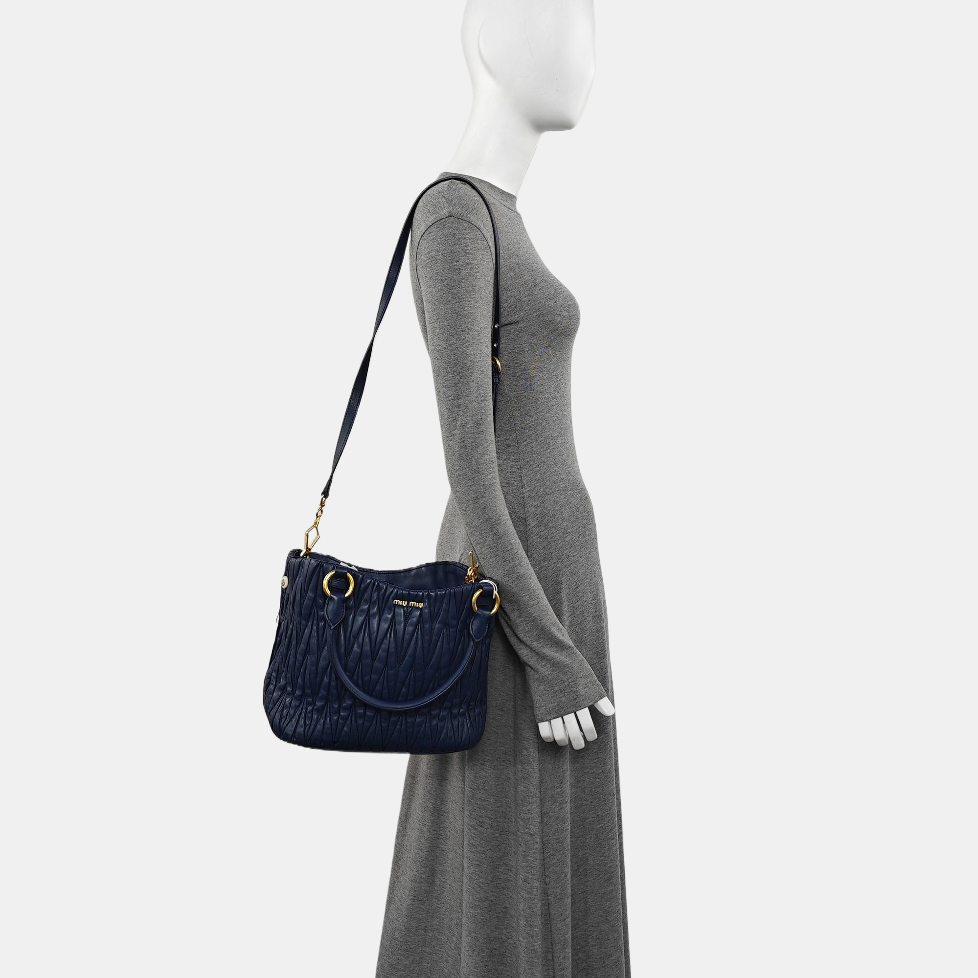 Quilted Lambskin Tote Bag Blue