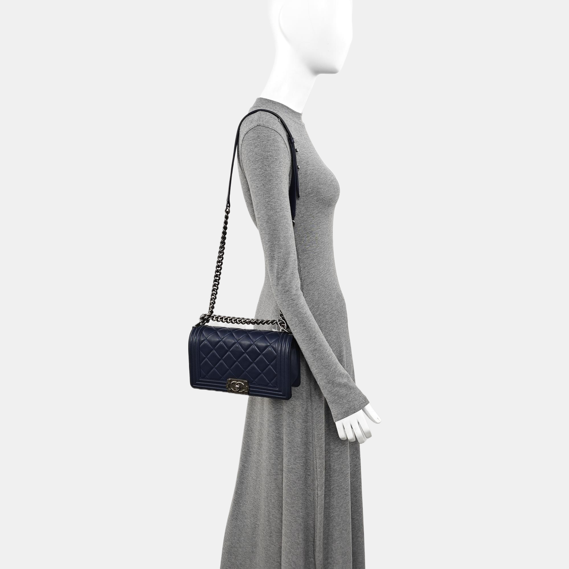 BOY CHANEL Medium Quilted Calfskin Blue