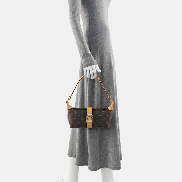 Pochette Mia Monogram Coated Canvas Brown