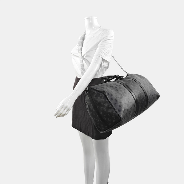KEEPALL 50 Monogram Coated Canvas Gray