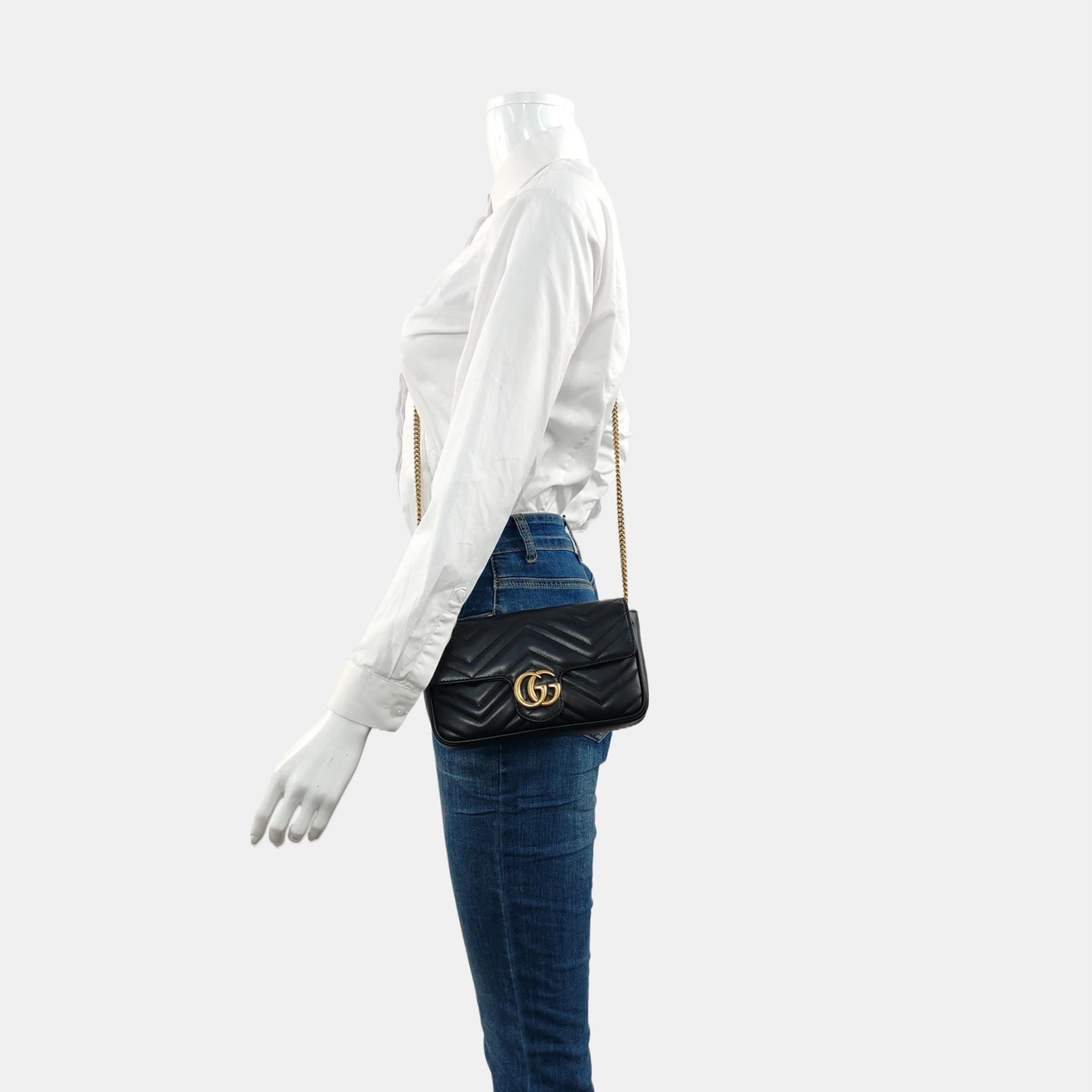 GG Marmont Mini Quilted Calfskin Black